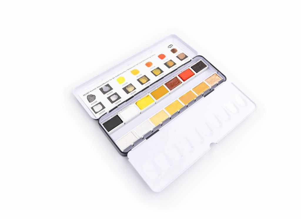 Akvarel sada zlaté retušovací barvy Kremer