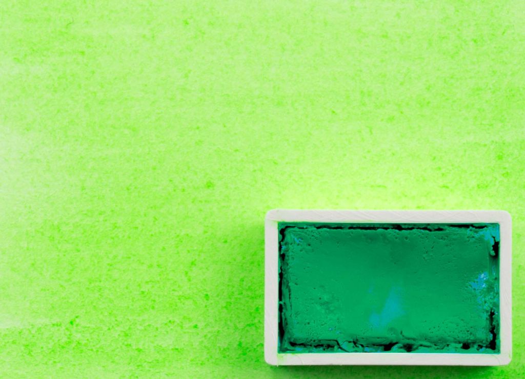 Kremer akvarel - fluorescenční pigment zelená (plast, 3 x 1,8 x 1 cm)