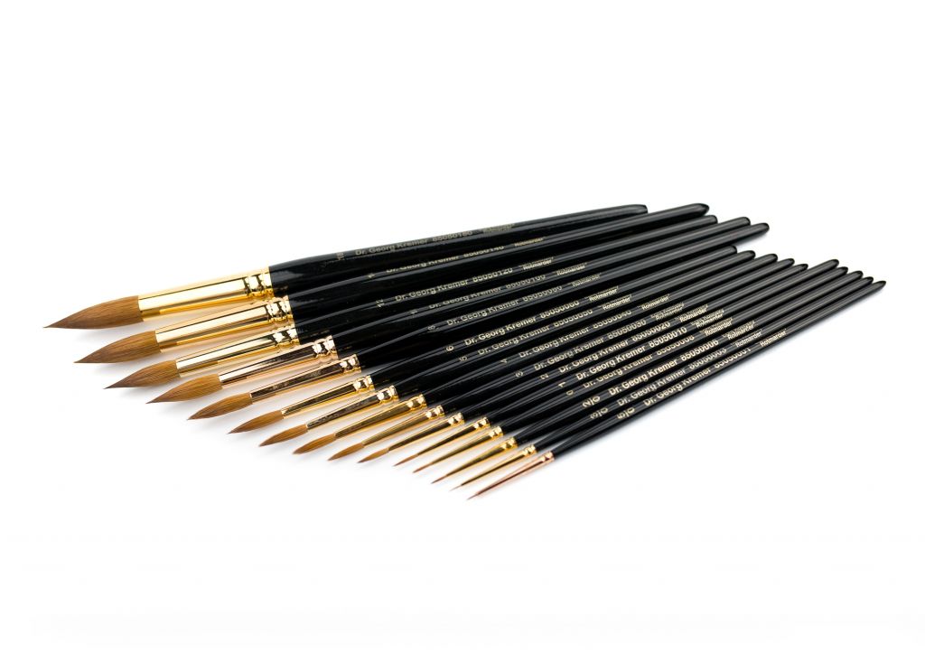 Akvarelový retušovací štětec, vlas Kolinsky červený sobol