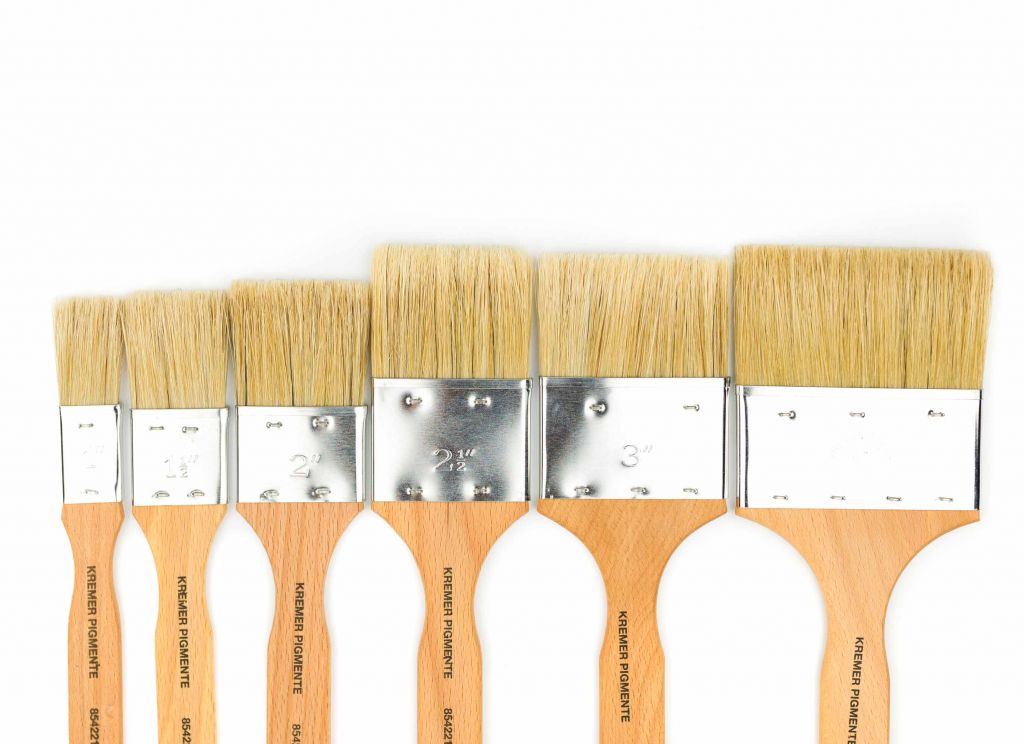 Plochý štětec, tzv. nanášeč, 1. tloušťka, vepřové štětiny, 2 palce