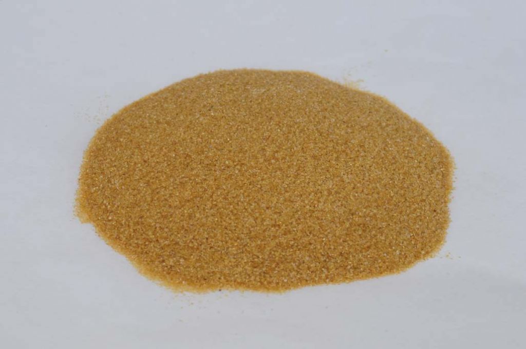 Barevné sklo, jantarově žluté, průhledné, mletí 5, 1 kg