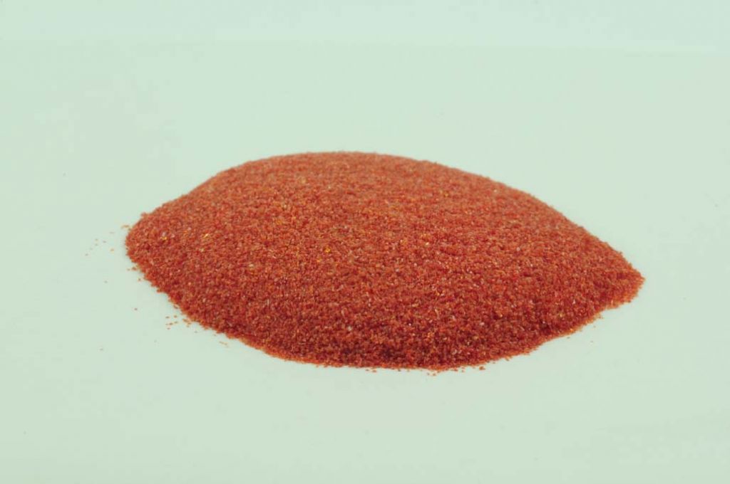 Barevné sklo, korálově červená, neprůhledné, mletí 5, 1 kg