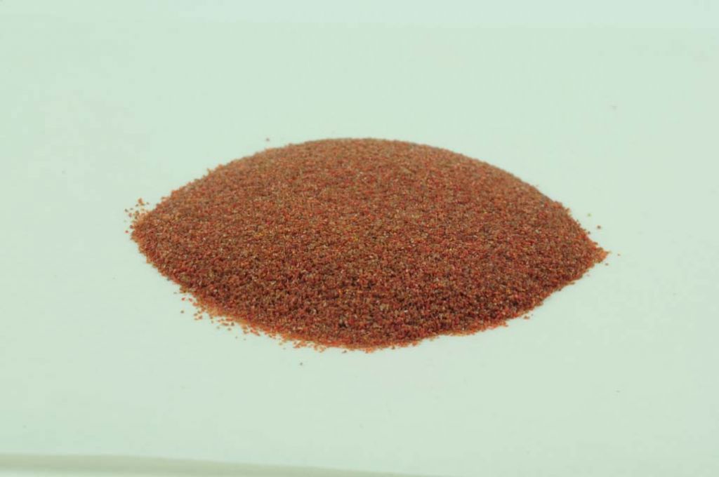 Barevné sklo, starožitné červené, neprůhledné, mletí 5, 100 g