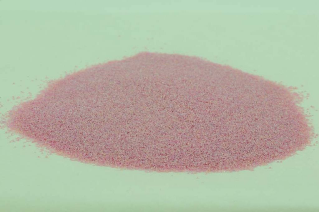 Barevné sklo, opálově sytě růžové, neprůhledné, mletí 5, 100 g