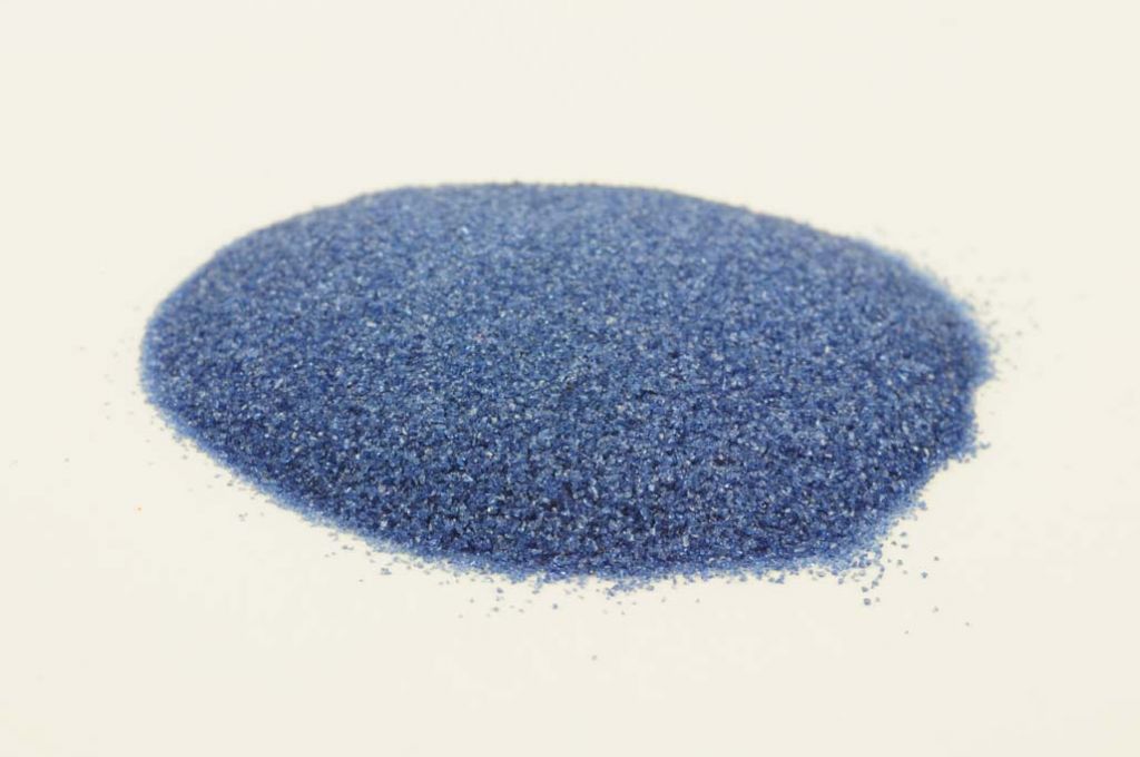 Barevné sklo, Montan Blue, průhledné, mletí 5, 1 kg