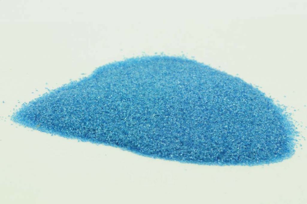 Barevné sklo, akvamarínově modré, průhledné, mletí 5, 1 kg