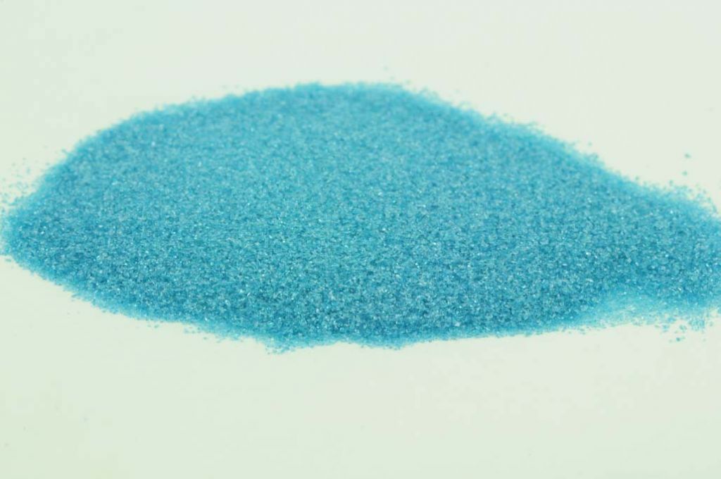 Barevné sklo, tyrkysově modré, průhledné, mletí 5, 100 g